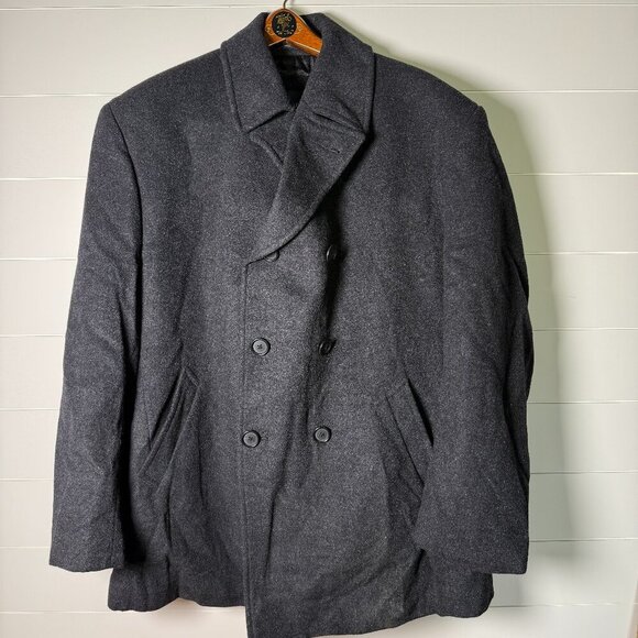 Nautica Charcoal Gray Classic Double Breasted Pea Coat XXL - Picture 1 of 8